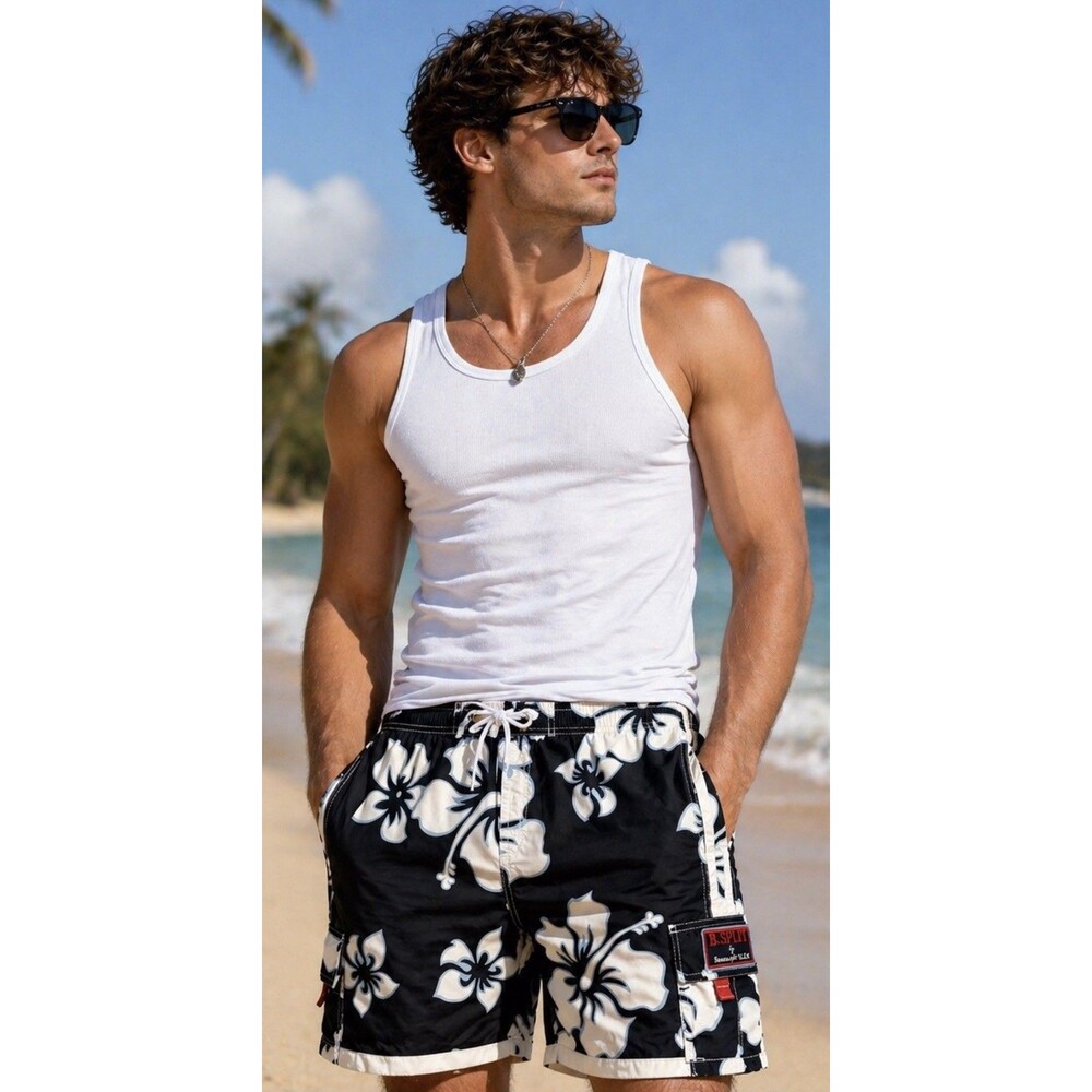 B-SPLIT Swim Trunks Size Large Vintage Y2K